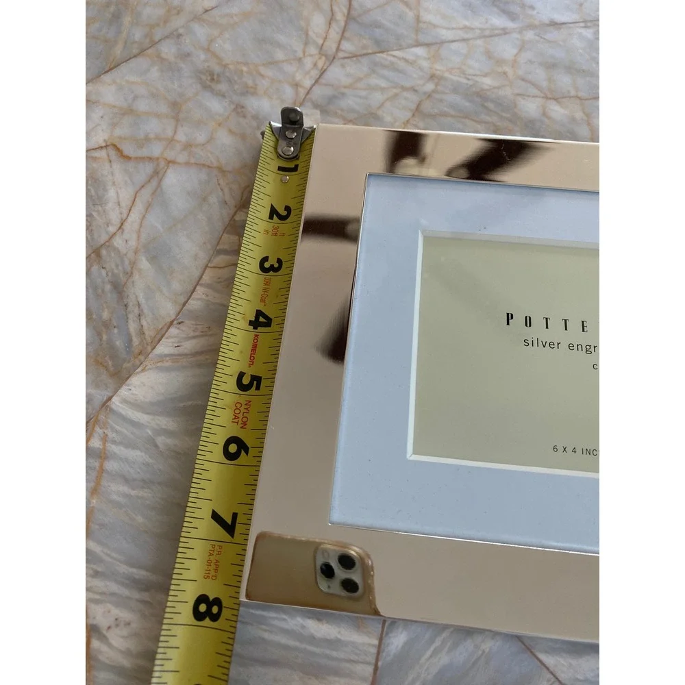 Pottery Barn Silver Engravable Picture Frame 4x6 High Polish Tabletop Wall Decor